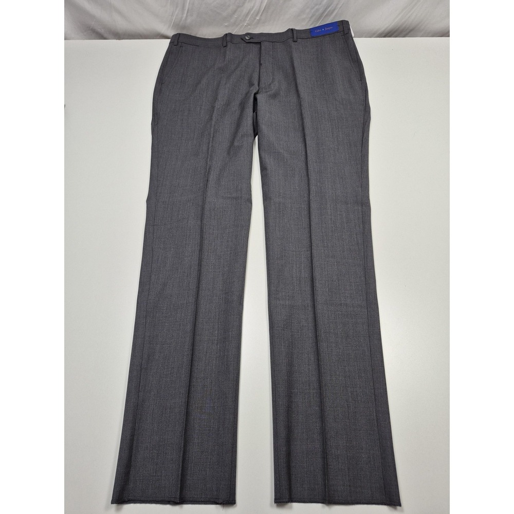 Giles & Jasper Dress Pants Mens 42x36 Gray Wool Stretch Straight Leg Lined NWT